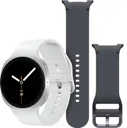 Coolblue Samsung Galaxy Watch 8 Zilver 44mm + Samsung Siliconen Sport Bandje Donkergrijs M/L aanbieding