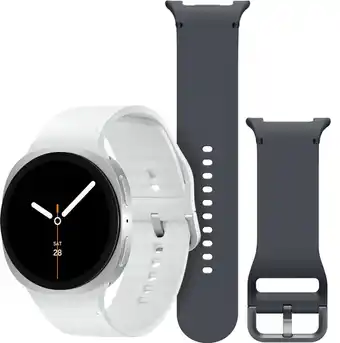 Coolblue Samsung Galaxy Watch 8 Zilver 44mm + Samsung Siliconen Sport Bandje Donkergrijs M/L aanbieding