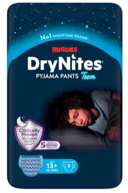 De Online Drogist Huggies DryNites 13+ Pyjama Pants Teen Boy 9ST aanbieding