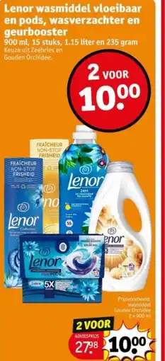 Kruidvat Lenor wasmiddel vloeibaar en pods, wasverzachter en geurbooster aanbieding