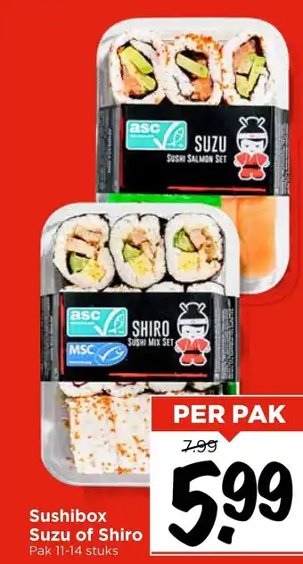 Vomar Voordeelmarkt Sushibox Suzu of Shiro aanbieding