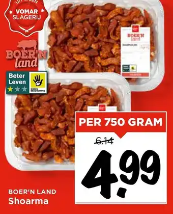 Vomar Voordeelmarkt Boer'n land Shoarma aanbieding