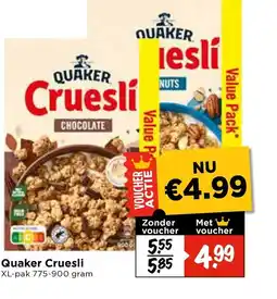 Vomar Voordeelmarkt Quaker Cruesli aanbieding