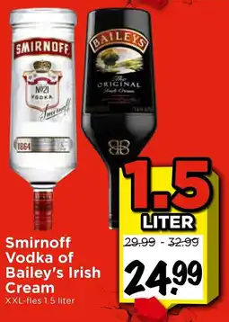 Vomar Voordeelmarkt Smirnoff Vodka of Bailey's Irish Cream aanbieding