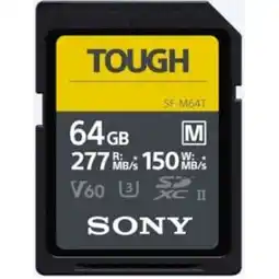 Bol.com SONY Carte SD TOUGH 64 Go 277 Mo/s en lecture et 150 Mo/s en écriture - SFM-64T aanbieding