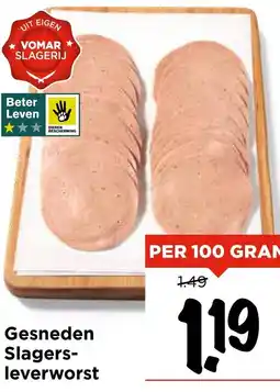 Vomar Voordeelmarkt Gesneden Slagers leverworst aanbieding