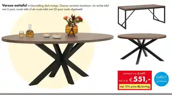 Woonsquare Varese eettafel aanbieding