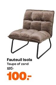 Kwantum Fauteuil Isola Taupe of zand aanbieding
