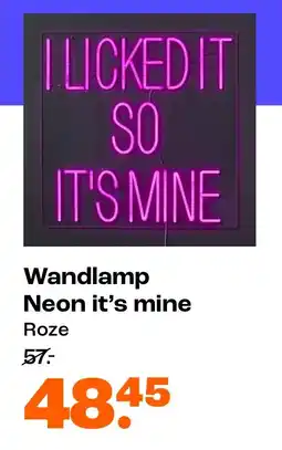 Kwantum Wandlamp Neon it's mine Roze aanbieding