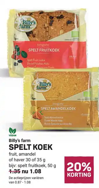 Ekoplaza Billy's farm Spelt Fruitkoek aanbieding