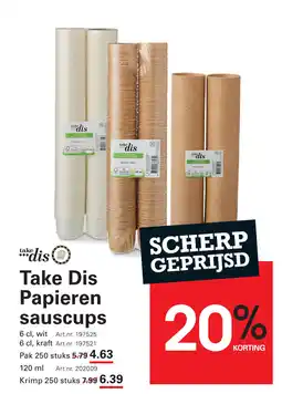 Sligro Take Dis Papieren sauscups aanbieding