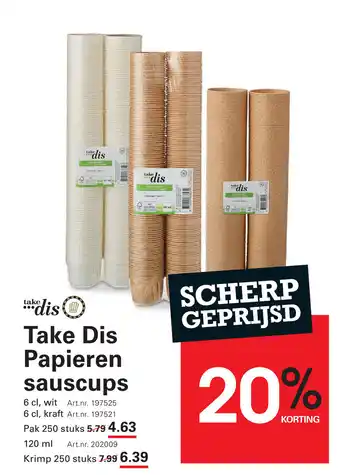 Sligro Take Dis Papieren sauscups aanbieding
