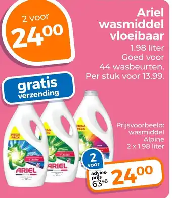 Trekpleister Ariel wasmiddel vloeibaar aanbieding