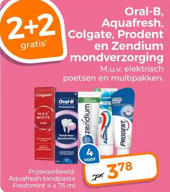Trekpleister Oral-B, Aquafresh, Colgate, Prodent en Zendium mondverzorging aanbieding