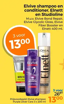 Trekpleister Elvive shampoo en conditioner, Elnett en Studioline aanbieding