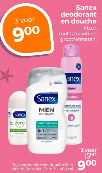 Trekpleister Sanex deodorant en douche aanbieding