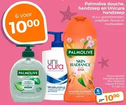 Trekpleister Palmolive douche, handzeep en Unicura handzeep aanbieding