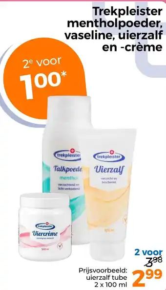 Trekpleister Trekpleister mentholpoeder, vaseline, uierzalf en crème aanbieding