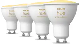 Amazon Philips Hue Uitbreidingspakket - GU10 - met 4 Spotjes - Warm tot Koelwit Licht - Hue White Ambiance aanbieding