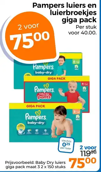 Trekpleister Pampers luiers en luierbroekjes giga pack aanbieding