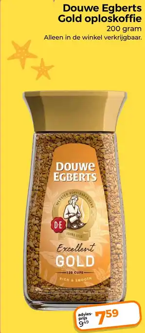 Trekpleister Douwe Egberts Gold oploskoffie aanbieding