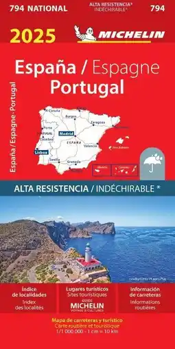 ANWB Michelin wegenkaart 794 Spanje, Portugal scheurvast 2025 aanbieding