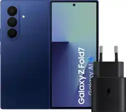 Coolblue Samsung Galaxy Z Fold 7 512GB Blauw 5G + Samsung Oplader 25 Watt Zwart aanbieding