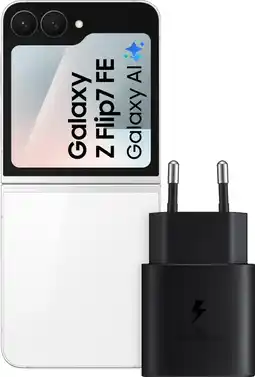 Coolblue Samsung Galaxy Z Flip 7 FE 256GB Wit 5G + Samsung Oplader 25 Watt Zwart aanbieding