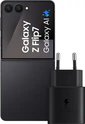 Coolblue Samsung Galaxy Z Flip 7 512GB Zwart 5G + Samsung Oplader 25 Watt Zwart aanbieding
