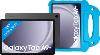 Coolblue Samsung Galaxy Tab A9 Plus 11 inch 128GB Wifi Grijs + BlueBuilt Kids Cover Blauw aanbieding