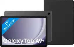 Coolblue Samsung Galaxy Tab A9 Plus 11 inch 128GB Wifi Grijs + BlueBuilt Book Case Zwart aanbieding