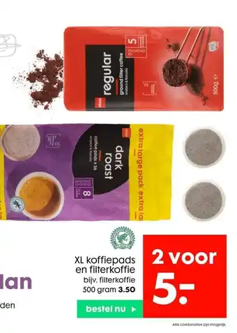 HEMA XL koffiepads en filterkoffie aanbieding