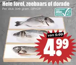 Dirk Hele forel, zeebaars of dorade aanbieding