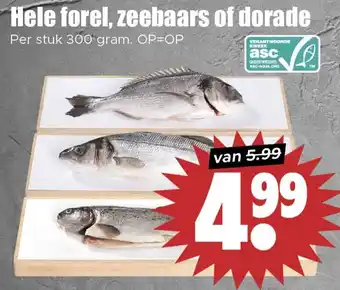 Dirk Hele forel, zeebaars of dorade aanbieding