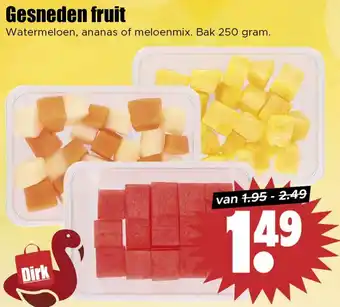 Dirk Gesneden fruit Watermeloen, ananas of meloenmix. aanbieding