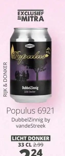 Mitra Populus 6921 Dubbelzinnig by vandeStreek aanbieding