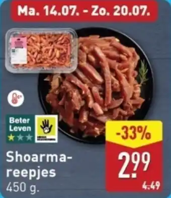 ALDI Shoarmareepjes aanbieding