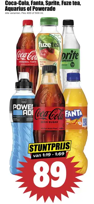 Dirk Coca-Cola, Fanta, Sprite, Fuze tea, Aquarius of Powerade aanbieding