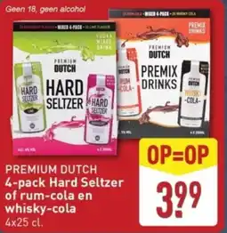 ALDI Premium Dutch 4 pack hard seltzer of rum cola en whisky cola aanbieding