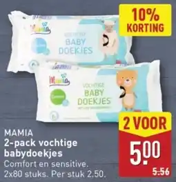 ALDI Mamia 2-pack vochtige babydoekjes aanbieding