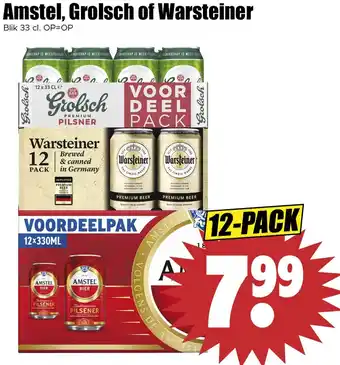 Dirk Amstel, Grolsch of Warsteiner aanbieding