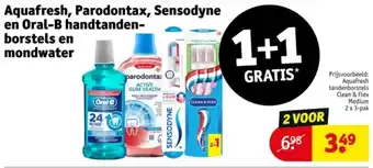 Kruidvat Aquafresh, Parodontax, Sensodyne en Oral-B handtanden borstels en mondwater aanbieding