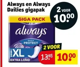 Kruidvat Always en Always Dailies gigapak aanbieding