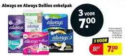 Kruidvat Always en Always Dailies enkelpak aanbieding