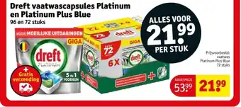 Kruidvat Dreft vaatwascapsules Platinum en Platinum Plus Blue aanbieding