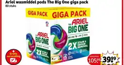 Kruidvat Ariel wasmiddel pods The Big One giga pack aanbieding
