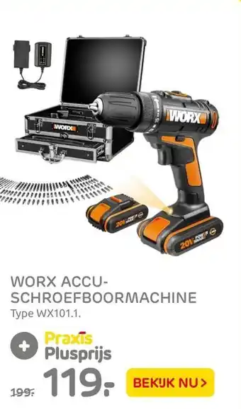 Praxis Worx Accuschroefboormachine aanbieding