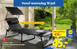 Lidl Aluminium ligstoel met zonnedak aanbieding