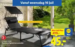 Lidl LIVARNO HOME Aluminium ligstoel met zonnedak aanbieding