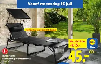 Lidl LIVARNO HOME Aluminium ligstoel met zonnedak aanbieding